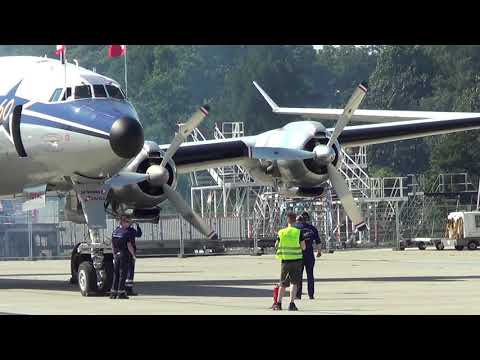 Lockheed Super-Constellation Breitling L-1049 engine start, taxi and take-off Hamburg 2015