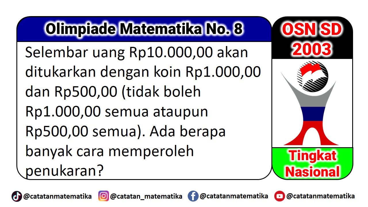 Pembahasan Soal OSN SD 2003 No. 8 - SOAL ISIAN SINGKAT - Olimpiade Matematika SD Tingkat Nasional