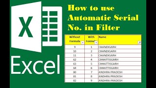 How to use Automatic Serial Number in Excel Filter | Methods to add Serial No. in Excel  || Hindi ||