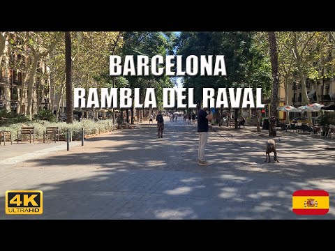 Rambla del Raval 4k UHD, Barcelona, ​​​​Espanha, passeio a pé!