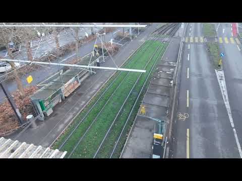 Tango Tram der BLT Linie 10/Ausfahrt Station Zoo/Von der Überführung aus