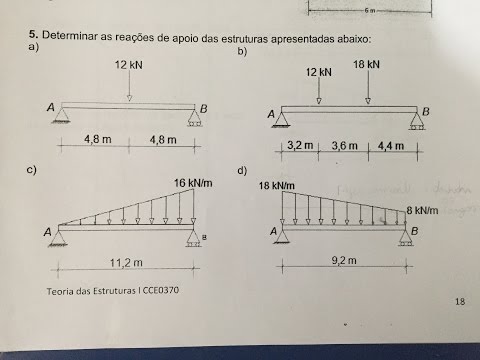 REAÇÕES DE APOIO EXERCÍCIOS RESOLVIDOS (SIMPLES E CARGAS DISTRIBUÍDAS)