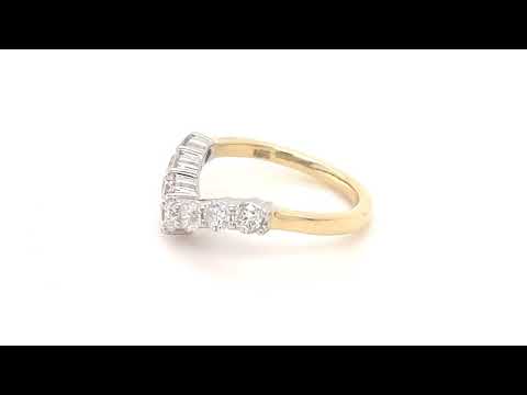 7 Stone Diamond Wishbone Ring 0.80ct G/SI Diamonds In 18k Yellow Gold