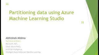 Partitioning Data Using Azure Machine Learning Studio