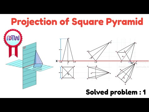 Projection of Square Pyramid Explained: Step-by-Step Problem Solving | Engineering Drawing