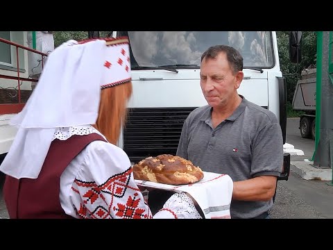 Сбор нового урожая. Новобелицкий комбинат хлебопродуктов принял первые машины с грузом видео