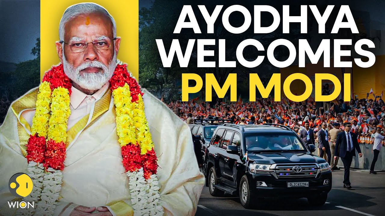 PM Modi in Ayodhya LIVE: PM Modi’s Mega Roadshow in Ayodhya Ahead of Ram Temple Flag Hoisting | WION