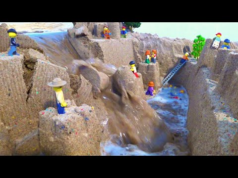 LEGO DAM BREACH AND HUGE SAND CASTLE