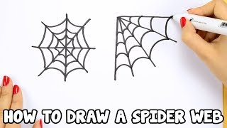 How to Draw a Spider Web - drawing tutorial for beginners and kids