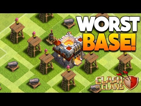 Clash of Clans - 25 WORST BASES IN HISTORY! "WTF!" CoC Funny Rushed Troll Base Designs!