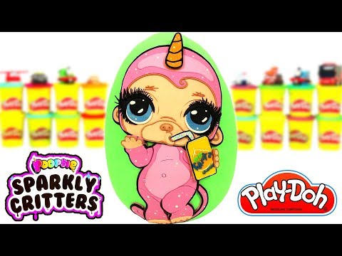 Ovo Surpresa Gigante de Poopsie Sparkly Critters em Português Brasil de Massinha Play Doh