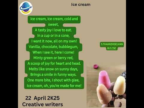 22 April 2K25 poem  ice cream creative Writers ‎@brinda