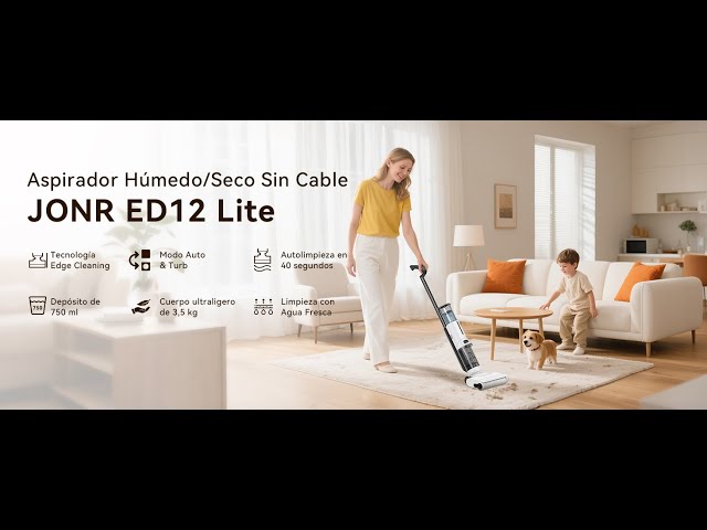 Aspirateur sans fil JONR ED12 Lite 3 en 1 Autolavage Nettoyage des bords 0,1 pouce video
