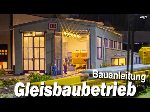 Instandhaltungsbetrieb für Gleisbaumaschinen in H0 - Gleisbau Betriebshof mit Wartungshalle
