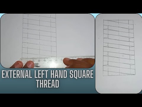 External left hand square thread// engineering drawing//