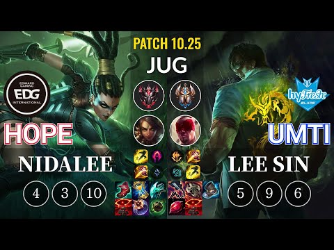 EDG Hope Nidalee vs hyF UmTi Lee Sin Jungle - KR Patch 10.25