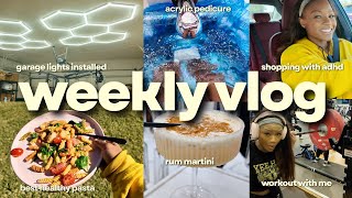 WEEKLY VLOG! Shop with me + new garage lights + healthy meal recipe + luxury pedicure and nails