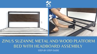 ZINUS Suzanne Ironline Metal and Wood Platform Bed w/ Headboard Assembly (37 Inc
