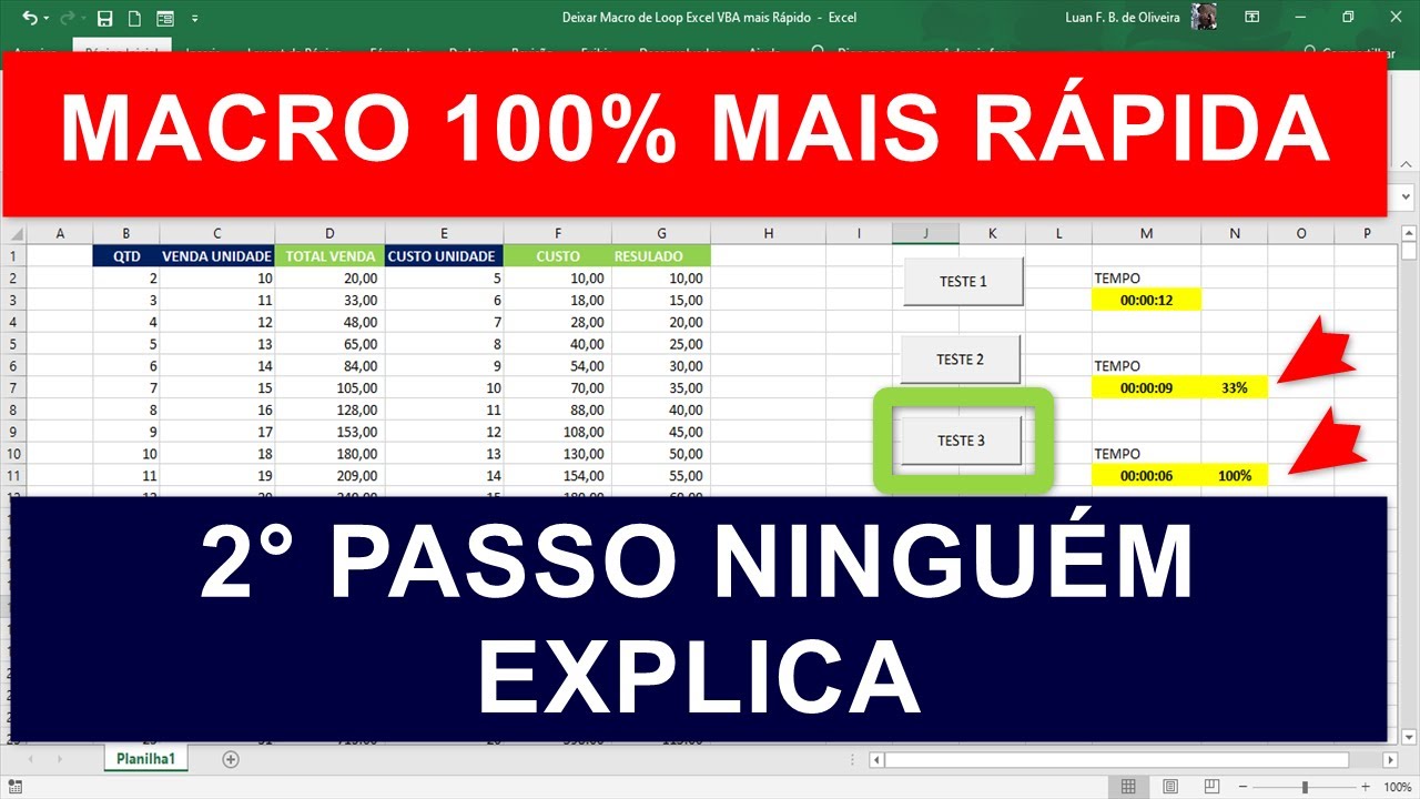 Macro Excel VBA 100% mais RÁPIDA em 2 Passos