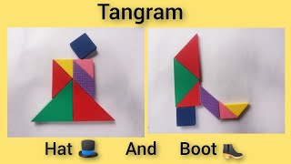 Tangram hat 🎩 and Boot 🥾 | Learn how to make Tangram shapes | Tangram activity