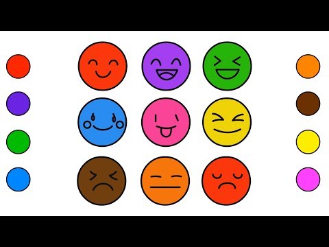 EMOJI Coloring Pages for kids,children | HOW TO DRAW EMOJI Colours FACES, LEARN Colors with smileys