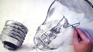 REALISTIC LIGHTBULB Drawing in Charcoal - Technical practice - ThePortraitArt Video
