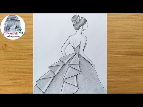 How to draw a girl with beautiful dress - step by step ...