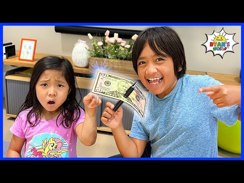 Ryan tricks his family with the PEN Through Dollar Trick!