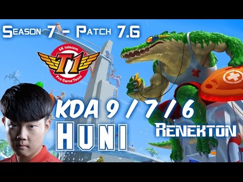 SKT T1 Huni RENEKTON vs FIZZ Top - Patch 7.6 KR Ranked