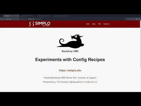 Backdrop CMS: Config Recipes - Recent Experiments