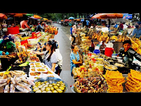 Amazing! Cambodian Countryside STREET FOOD Tour 2025 - Evening Walk Street