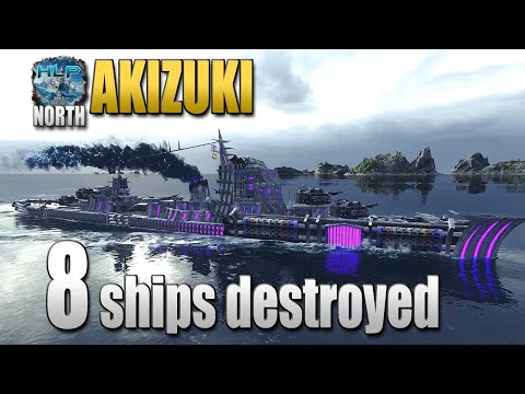 Destroyer Akizuki on map North, 8 ships destroyed - World of Warships