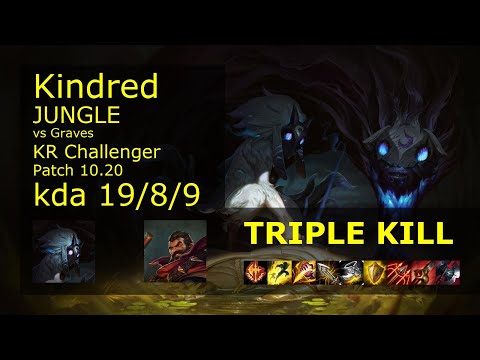 Kindred vs Graves Jungle - KR Challenger 19/8/9 Patch 10.20 Gameplay // [롤] 킨드레드 vs 그레이브즈 정글