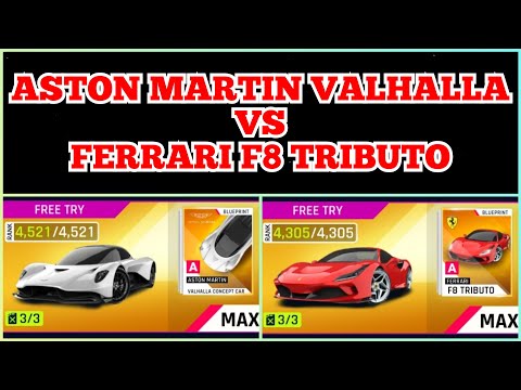 FERRARI F8 TRIBUTO vs ASTON MARTIN VALHALLA | GOLD MAX Comparison | Asphalt 9 Legends [TouchDrive] 🔥