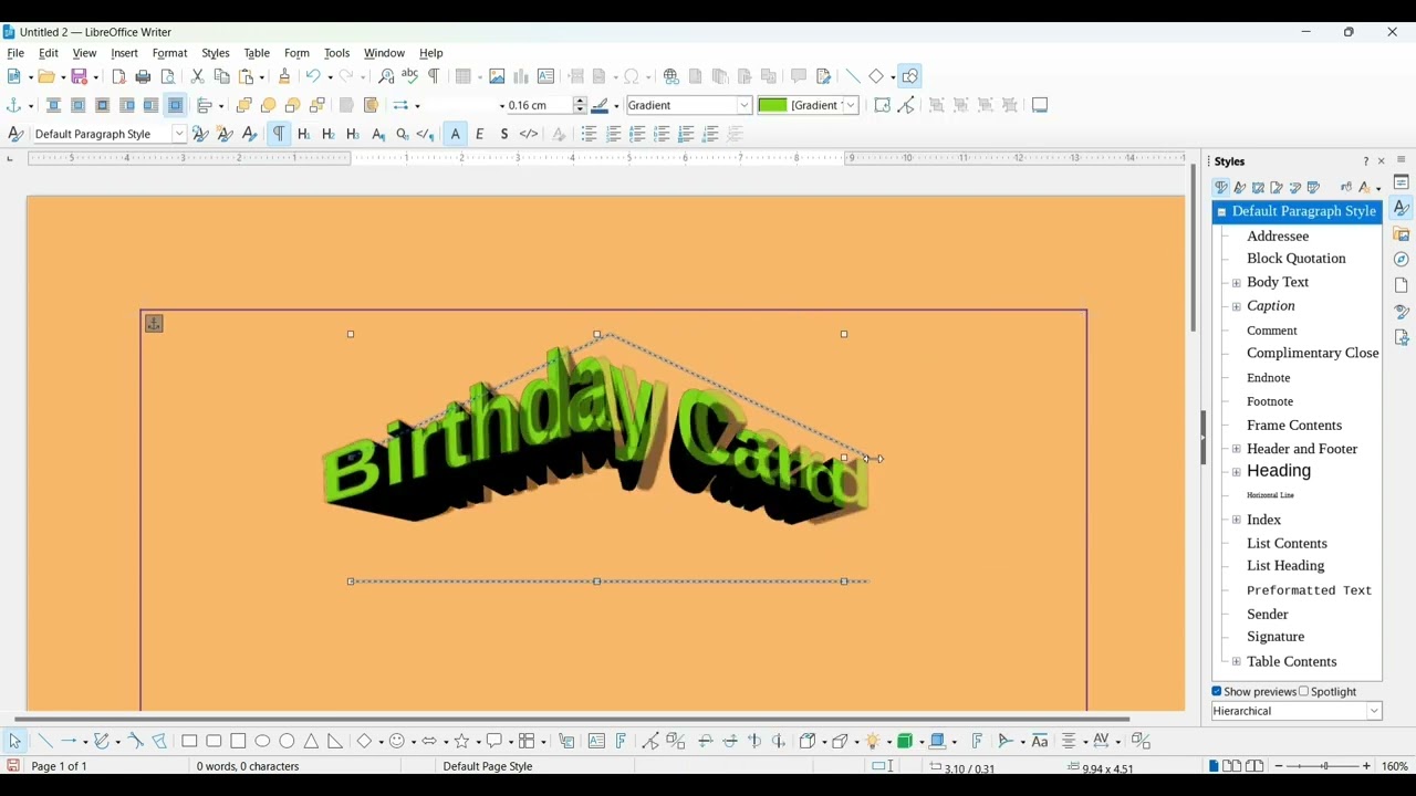 21. Customised template in Libre Office Writer