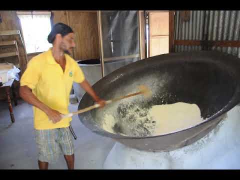 How cassava farine is made at Plas Kassav in Saint Lucia.