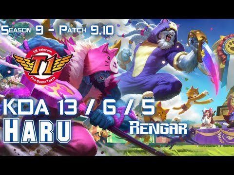 SKT T1 Haru RENGAR vs LEE SIN Jungle - Patch 9.10 KR Ranked