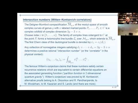Anton Zorich | Large genus asymptotic geometry of random square-tiled surfaces and multicurves 1/3