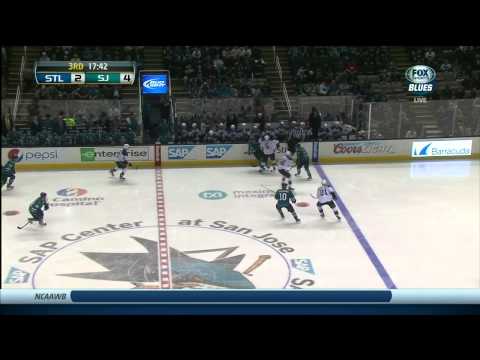 David Backes sweet dish snapshot goal 4-2 St. Louis Blues vs San Jose Sharks 11/29/13 NHL Hockey.