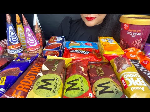 ASMR EATING CHOCOLATE ICECREAM,MAGNUM TRUFFLE,AMUL ,CORNETTO ,ICECREAM EATING CHALLENGE ASMR