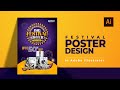 Learn Festival Poster Design In Adove Illustrator Hindi