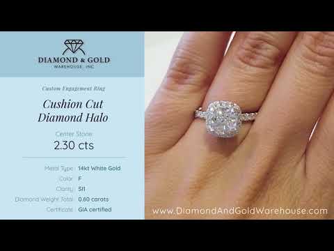 2.30 ct Cushion Cut Halo Engagement Ring
