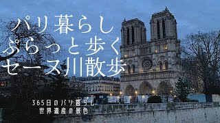 【パリ散歩 】気ままに散策、雨上がりのパリ｜世界遺産の景色、ノートルダム大聖堂の見えるセーヌ川