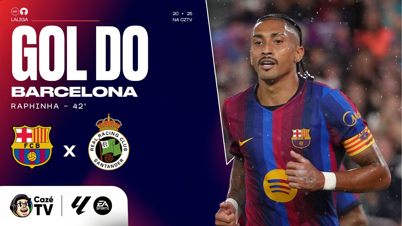 GOL DO BARCELONA! RAPHINHA MARCA DE NOVO E O BARCELONA SEGUE AMPLIANDO CONTRA O RACING EM LALIGA!