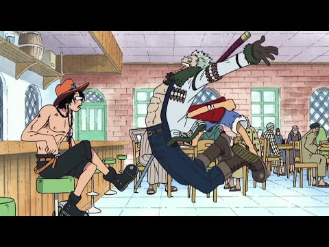 Luffy punches ace and smoker (english sub)