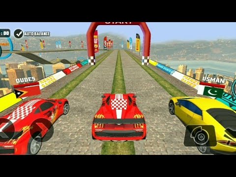 Impossible Car Tracks 3D - Red car Driving Multiplayer mode stunt car simulator Gameplay