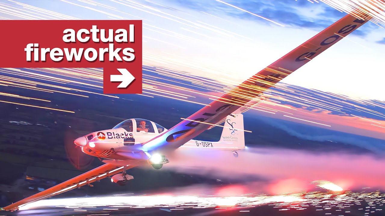 Flying a plane with fireworks on the wings