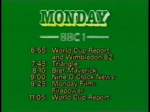 Sunday 27th June 1982 BBC1 - Family Reunion - Bette Davis - Firepower - News - Heart Of The Matter