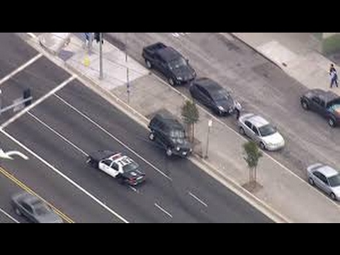 Police Pursuit - PIT Manuever Suspect Vehicle on Freeway