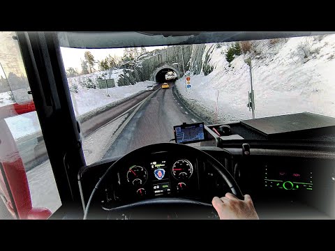 POV Driving Scania. First day of spring in Sweden. Party 2